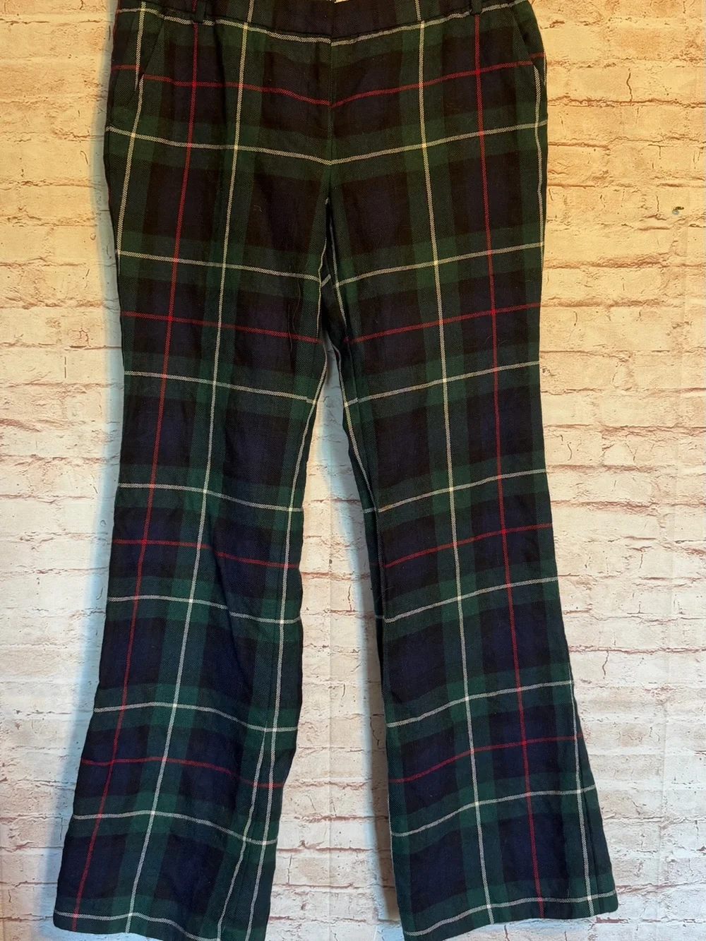 J. Crew vintage 100% Virgin wool flare city fit plaid pants size 8